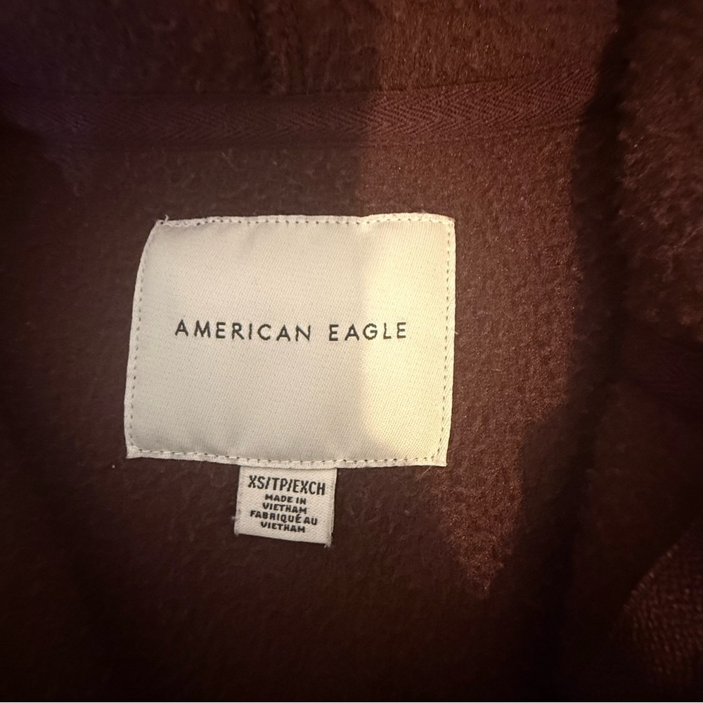 American Eagle Colorblock Sherpa Fleece Hoodie Half Zip — Size XS - Picture 7 of 7